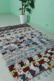 Berber Boucherouite Moroccan Hallway Rug - 4 FT x 6.6 FT | Colorful Handmade Carpet