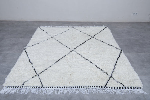 Beni ourain Moroccan rug - 6 x 6.9 FT handwoven wool rug