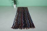 Handmade Wool Azilal Hallway Rug - Moroccan Zigzag Pattern, 3.1 FT X 8.3 FT