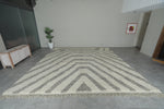 Striped Tribal Wool Rug – 8.5 x 11.5 ft Modern Moroccan Rug