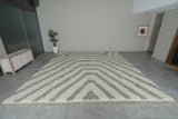 Striped Tribal Wool Rug – 8.5 x 11.5 ft Modern Moroccan Rug