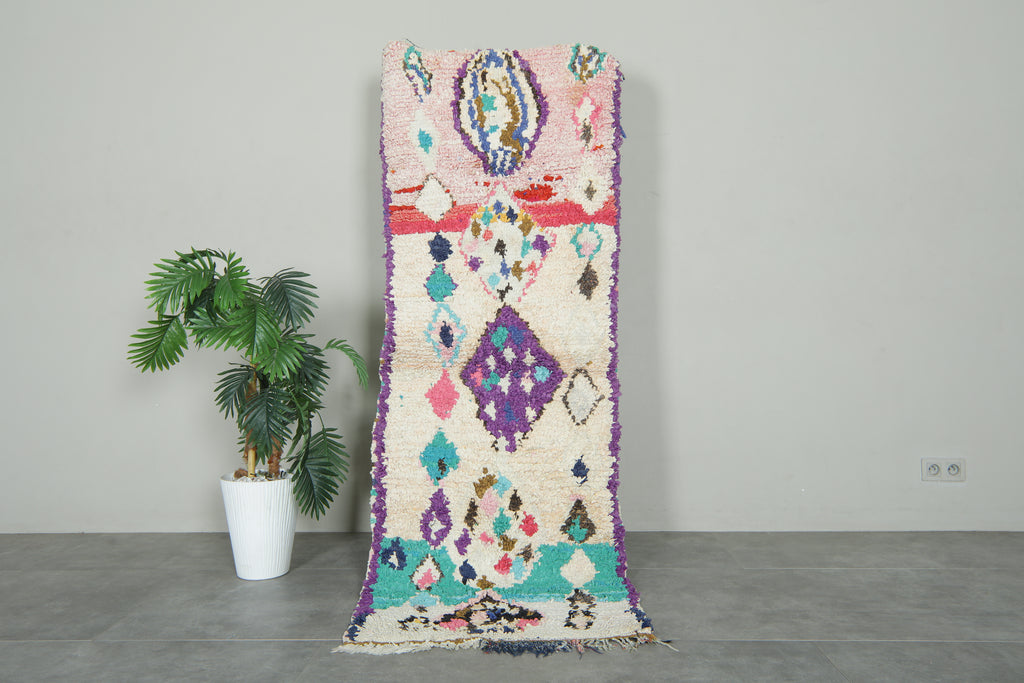 Moroccan boucherouite runner rug - 2.5 ft x 7.2 ft