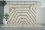 Striped Tribal Wool Rug – 8.5 x 11.5 ft Modern Moroccan Rug