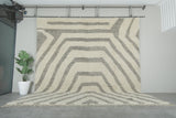 Striped Tribal Wool Rug – 8.5 x 11.5 ft Modern Moroccan Rug