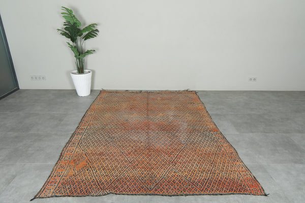 Rust & navy geometric Moroccan rug - Handwoven vintage look - 6.2 ft x 8.4 ft