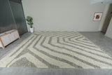 Striped Tribal Wool Rug – 8.5 x 11.5 ft Modern Moroccan Rug