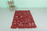 Handcrafted Red Moroccan Kilim Rug – 3.2 FT X 4.7 FT | Authentic Berber Textile