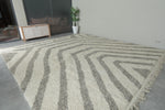 Striped Tribal Wool Rug – 8.5 x 11.5 ft Modern Moroccan Rug