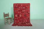 Handcrafted Red Moroccan Kilim Rug – 3.2 FT X 4.7 FT | Authentic Berber Textile