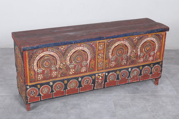 Vintage Moroccan chest  H 22.4 inches x W 51.1 inches x D 13.7 inches