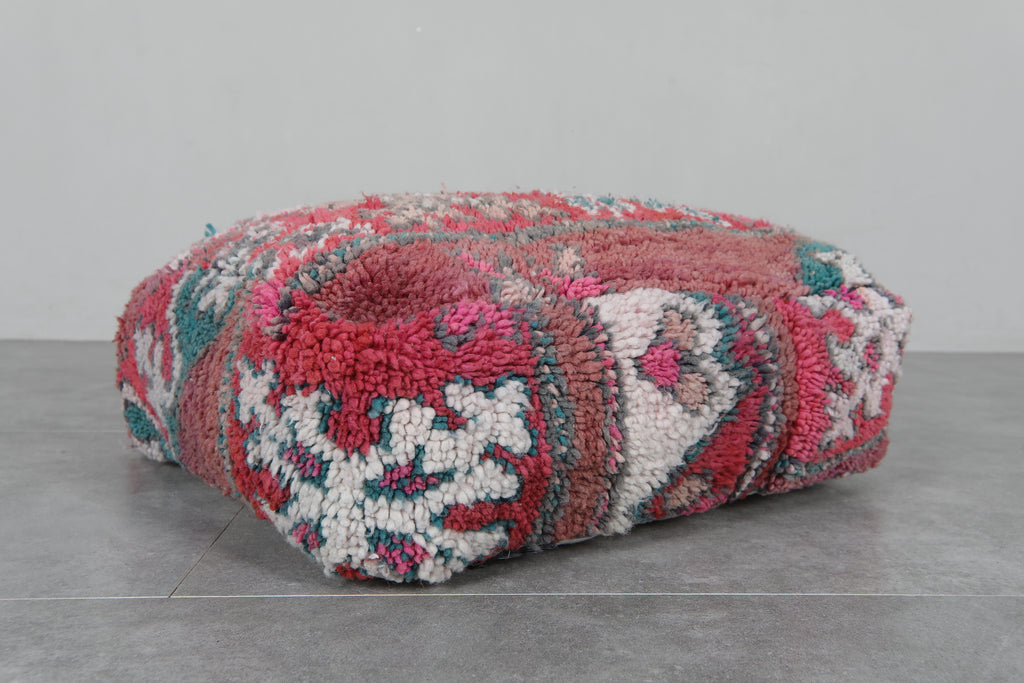 Vintage Moroccan pouf - Handwoven boho floor cushion