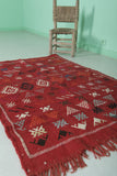 Handcrafted Red Moroccan Kilim Rug – 3.2 FT X 4.7 FT | Authentic Berber Textile