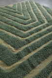 Handmade Moroccan Rug 8 x 10.2 Ft Green and Cream Geometric Pattern | Modern Decor