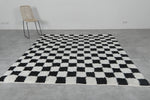 Handmade Berber Checkered Rug - 7 x 8 ft Black and White Moroccan Rug