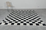 Handmade Berber Checkered Rug - 7 x 8 ft Black and White Moroccan Rug