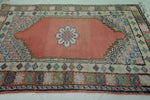 Handmade Vintage Berber Moroccan Rug – 2.7 FT X 4.4 FT | Red & Multicolor Border Design | Unique Home Decor