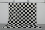 Handmade Berber Checkered Rug - 7 x 8 ft Black and White Moroccan Rug