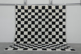 Handmade Berber Checkered Rug - 7 x 8 ft Black and White Moroccan Rug