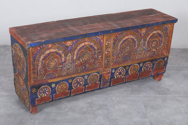 Vintage Moroccan chest H 23.2 inches x W 51.1 inches x D 12.9 inches