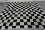 Handmade Berber Checkered Rug - 7 x 8 ft Black and White Moroccan Rug