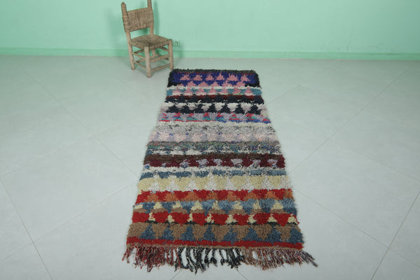 Vintage Moroccan runner rug 2.8 x 6.5 ft - Unique textured boucherouite