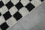 Handmade Berber Checkered Rug - 7 x 8 ft Black and White Moroccan Rug