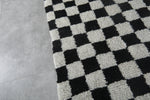 Handmade Berber Checkered Rug - 7 x 8 ft Black and White Moroccan Rug