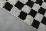 Handmade Berber Checkered Rug - 7 x 8 ft Black and White Moroccan Rug