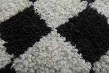 Handmade Berber Checkered Rug - 7 x 8 ft Black and White Moroccan Rug