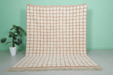 Moroccan Rug 7 X 9.1 Feet - Cream and Terracotta Checkered Design