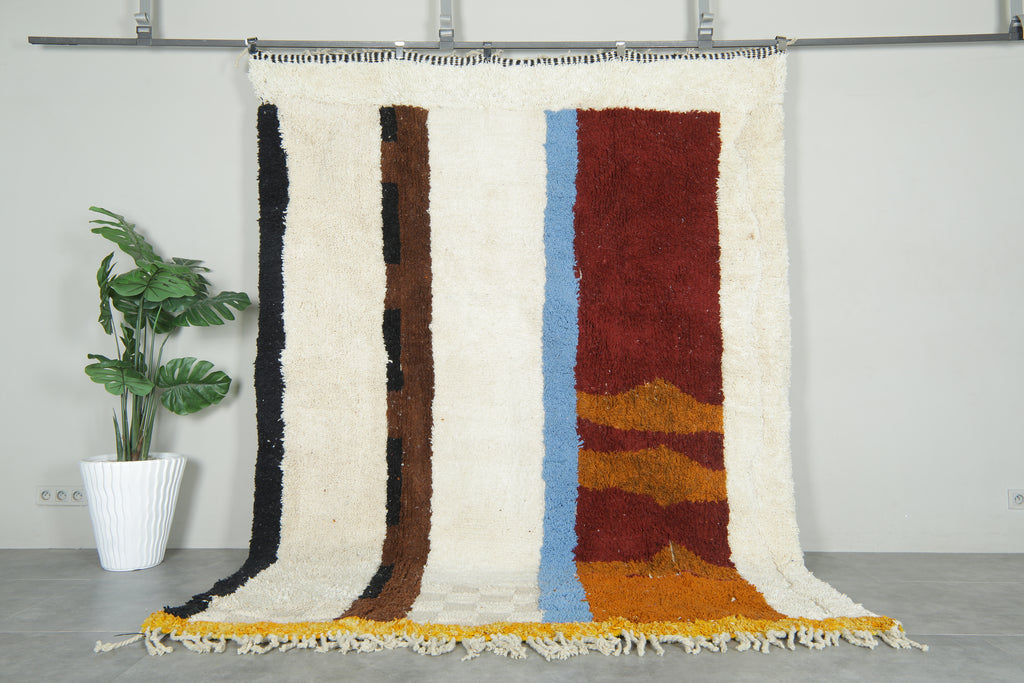 Abstract moroccan rug 7.4 x 9.6 feet Beni ourain rug - Handmade berber rug