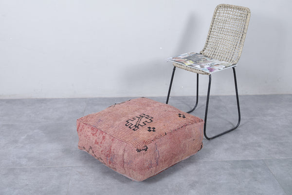 Moroccan vintage ottoman pouf | Handwoven with tribal geometric patterns