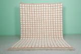 Moroccan Rug 7 X 9.1 Feet - Cream and Terracotta Checkered Design