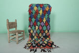 Colorful Boucherouite rug 2.3ft x 5.4ft