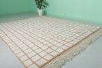 Moroccan Rug 7 X 9.1 Feet - Cream and Terracotta Checkered Design