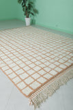 Moroccan Rug 7 X 9.1 Feet - Cream and Terracotta Checkered Design