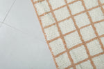 Moroccan Rug 7 X 9.1 Feet - Cream and Terracotta Checkered Design