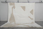 Modern Moroccan Rug - 9 x 9.5 Ft, Cream with Abstract Beige Accents