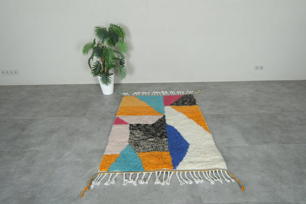 Colorful Moroccan rug - 3.5 ft x 4.8 ft - Handmade wool carpet
