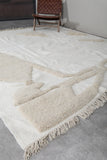 Modern Moroccan Rug - 9 x 9.5 Ft, Cream with Abstract Beige Accents