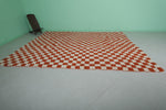 Large Moroccan Checkered Beni Ourain Rug – 9 x 12 FT, Red and White Handmade Carpet