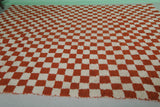 Large Moroccan Checkered Beni Ourain Rug – 9 x 12 FT, Red and White Handmade Carpet