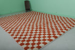 Large Moroccan Checkered Beni Ourain Rug – 9 x 12 FT, Red and White Handmade Carpet