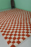 Large Moroccan Checkered Beni Ourain Rug – 9 x 12 FT, Red and White Handmade Carpet