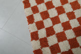 Large Moroccan Checkered Beni Ourain Rug – 9 x 12 FT, Red and White Handmade Carpet