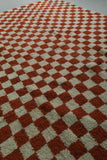 Large Moroccan Checkered Beni Ourain Rug – 9 x 12 FT, Red and White Handmade Carpet