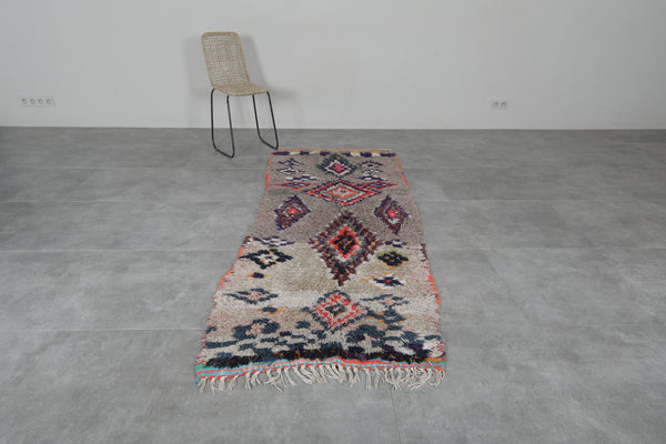 Moroccan berber rug 2.9 x 8.1 ft | Multicolor geometric handwoven runner