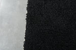 Midnight Black Moroccan Wool Rug – 4.6 x 7.2 ft Handwoven Minimalist Style