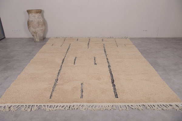 Handmade beige Moroccan rug - Custom trellis design