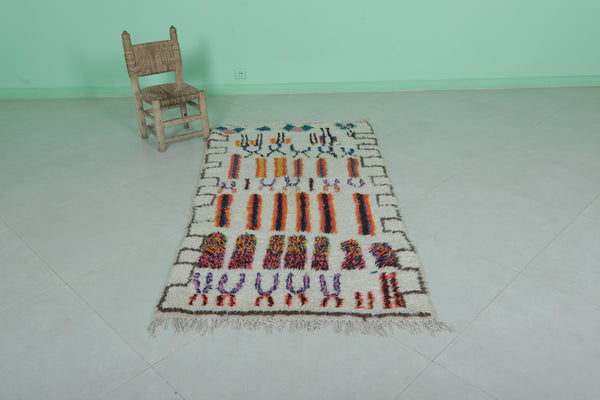 Hand-knotted azilal berber rug - 3.2 FT X 6.2 FT | Moroccan colorful carpet